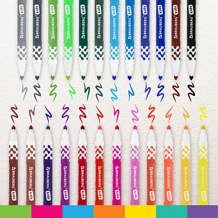 Фломастеры в портфельчике утолщенные 24 цвета, вентилируемый колпачок, BRAUBERG KIDS, 152186