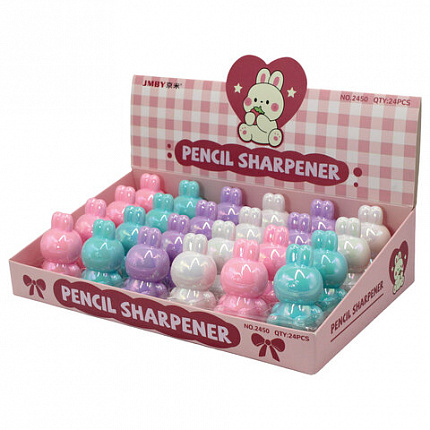 Точилка фигурная стеклянная серия "Зайка", пластиковая, корпус ассорти, дисплей, CNT,, 77249