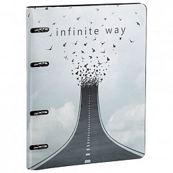 Тетрадь на кольцах А5 (180х220 мм), 80 листов, под кожу, клетка, BRAUBERG VISTA, Infinite way, 112132