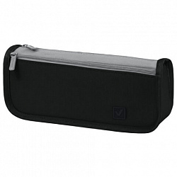 Пенал мягкий BRAUBERG KIDS, 2 отделения, полиэстер, "Black&gray", 22x10x6 см, 274580