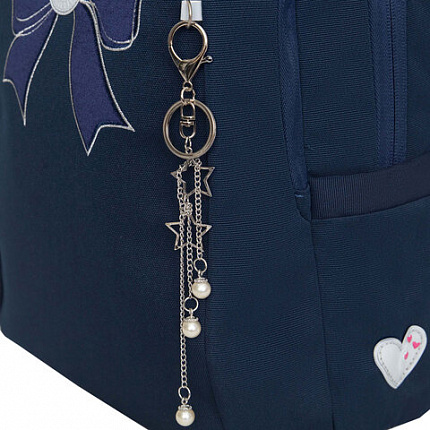 Рюкзак GRIZZLY школьный, анатомическая спинка, 2 отделения, для девочек, "VELVET BOW", 39х26х17 см, RG-566-5/2