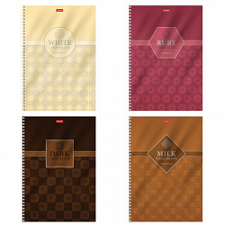 Тетрадь А4 96 л., HATBER, гребень, клетка, металлизированный картон, выборочный лак, "Chocolate" (микс), 083451, 96Т4мтлВ1гр