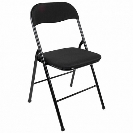 Стул складной BRABIX "Golf CF-007", чёрный каркас, чёрная ткань, гофрокороб, 533025
