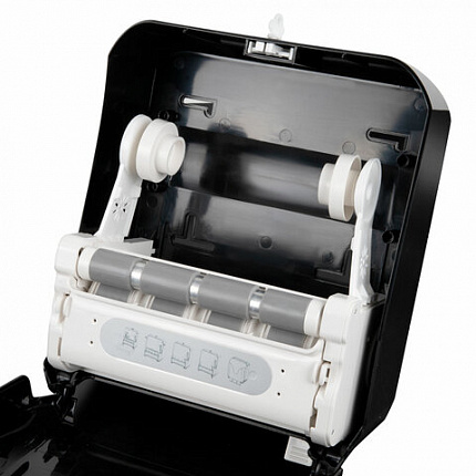 Диспенсер для полотенец в рулонах с автоотрезом листа EXTRA LAIMA PROFESSIONAL, (система H1), черный, ABS-пластик, 609476, 303053