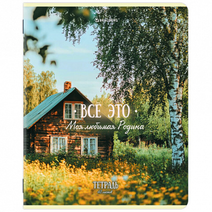 Тетрадь А5, 48 л., BRAUBERG, скоба, клетка, глянцевый лак, Русская природа (микс в спайке), 405651