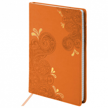 Блокнот А5 (148х218 мм), BRAUBERG "Orient", 128 л., кожзаменитель с тиснением, клетка, ассорти, 125236