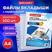 Папки-файлы перфорированные А4 BRAUBERG "МАТОВЫЕ EXTRA 600", КОМПЛЕКТ 100 шт., ПЛОТНЫЕ, 60 мкм, 229664