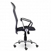 Кресло "Ультра", высокая спинка, с подлокотниками, хром, черное