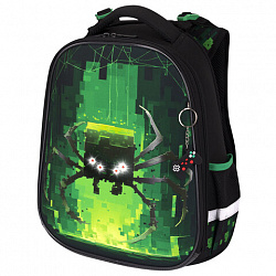 Ранец BRAUBERG PREMIUM, 2 отделения, с брелоком, "Digital spider", LED-ЛАМПОЧКИ, 38х29х16 см, 273101