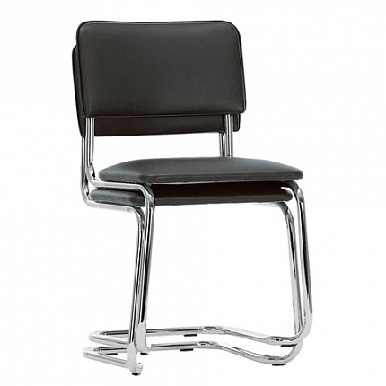Стулья для персонала и посетителей "Сильвия", комплект 2 шт., хром, кожзам черный