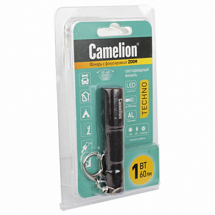 Фонарь компактный CAMELION XP-E, ЯРКИЙ, ZOOM, 3 режима, питание 1хAAА (не в комплекте), LED51532