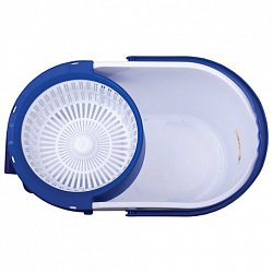 Швабра с отжимом и ведром 11л/5л, центрифуга, отжим педалью, круглая насадка липучка, бело-синий, LAIMA, 601459