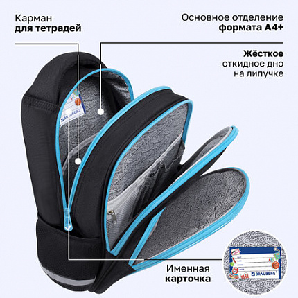 Рюкзак BRAUBERG OPTIMA, 2 отделения, с брелоком, "Открытый космос", 36х27х18 см, 272095