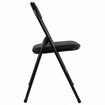 Стул складной BRABIX "Golf CF-007", черный каркас, кожзам черный, 531565