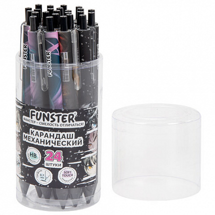 Карандаш механический 0,7 мм с принтом FUNSTER "ANIME", корпус soft-touch ассорти, 182059