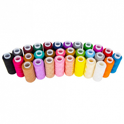 Нитки швейные 40 ЛШ, 200 м, полиэстер, НАБОР 30 цветов, в ПОДАРОК набор игл, DEVELIA (Девелиа), 609627