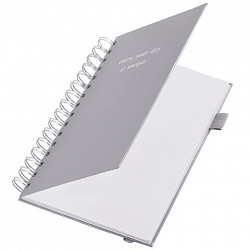 Бизнес-тетрадь на гребне А5 148х216 мм, BRAUBERG "Calipso" под кожу, резинка, клетка, 80 л., серая, 116253