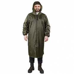 Дождевик-плащ цвета хаки на молнии многоразовый с ПВХ-покрытием, размер 60-62 (XXXL), рост 170-176, ГРАНДМАСТЕР, 610849