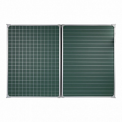 Доска для мела магнитная 3-х элементная 100х150/300 см, ДОПОЛНИТЕЛЬНАЯ ЛИНИЯ/КЛЕТКА, зеленая, BRAUBERG, 236972