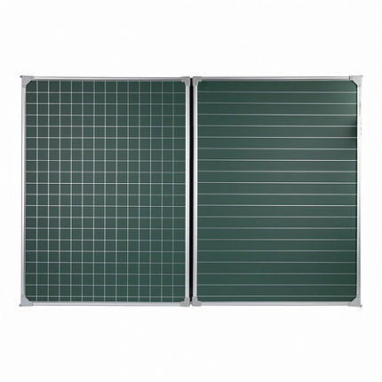 Доска для мела магнитная 3-х элементная 100х150/300 см, ДОПОЛНИТЕЛЬНАЯ ЛИНИЯ/КЛЕТКА, зеленая, BRAUBERG, 236972