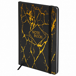 Блокнот с резинкой в клетку 96 л., А5 145х203 мм, твердая обложка с фольгой, BRAUBERG, "Marble", 116328