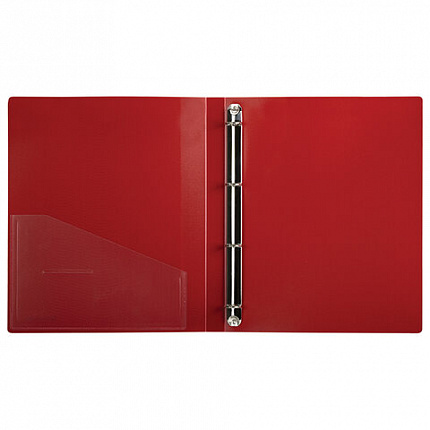 Папка на 4 кольцах, ширина 25 мм, BRAUBERG EXTRA, до 170 листов, КРАСНАЯ, 0,7 мм, 270545