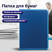 Папка на молнии пластиковая BRAUBERG "Contract", А4, 335х242 мм, внутренний карман, синяя, 225161