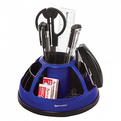 Канцелярский набор BRAUBERG "ULTRA", 10 предметов, вращающаяся конструкция, черно-синий, 231930