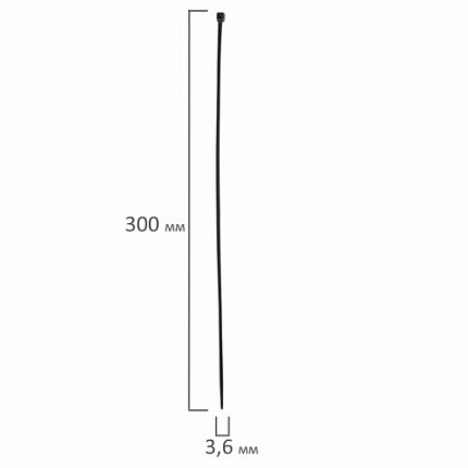 Хомуты (стяжки), нейлоновые, 3,6 мм х 300 мм, комплект 100 шт., черные, европодвес, 57-0301