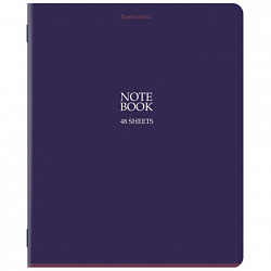 Тетрадь А5, 48 л., BRAUBERG, скоба, клетка, SoftTouch, "NoteBookMono", (микс в спайке), 405325