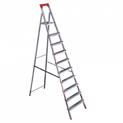Стремянка стальная 10 ступеней, верхняя площадка 2,26 м, до 150 кг, облегченная, вес 13 кг, UFUK, ТУ 24/KRM610
