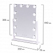 Зеркало для макияжа гримерное с подсветкой, 12 LED-ламп, 3 режима свечения, размер 29х38 см, работа от сети 220V, цвет белый, BRABIX, 609336