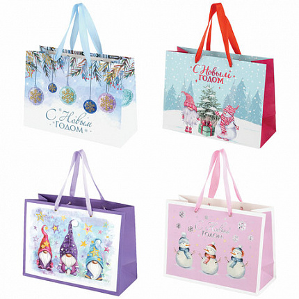 Пакет подарочный (1 штука) новогодний 27х11х20 см, "Artpaper Wide #1", ассорти, ЗОЛОТАЯ СКАЗКА, 592117