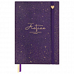 Блокнот B6 130x184мм BRAUBERG "Stellar", под кожу, 80 листов, фольга, резинка, клетка, фиолетовый, 118655