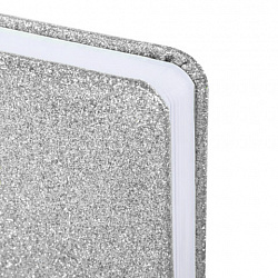 Ежедневник датированный 2026, А5, 138x213 мм, BRAUBERG "Sparkle", под кожу, блестки, серебристый, 117440