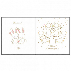 Фотоальбом-анкета детский 23х25 см, 32 листа, стикеры, открытка, конверт, серый бархат, BRAUBERG, 391422