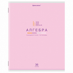 Тетрадь предметная "МИР ЗНАНИЙ" 36 л., обложка мелованная бумага, АЛГЕБРА, клетка, BRAUBERG, 404593