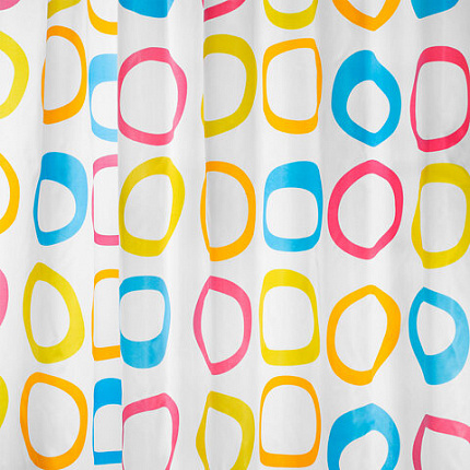 Шторка для ванной ПОЛИЭСТЕР, 180х200 см, кольца в комплекте, КРУГИ, PRIMILA (ПРИМИЛА), 700086