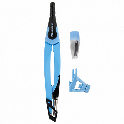 Готовальня BRAUBERG ULTRA, 4 предмета: циркуль 135 мм, запасной грифель, насадка, аквамариновый цвет, 210822
