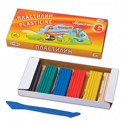 Пластилин классический ГАММА "Мультики", 6 цветов, 120 г, со стеком, картонная упаковка, 280015/281015