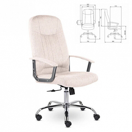 Кресло офисное "Бостон", CH-277, хром, ткань, бежевый (M-11)
