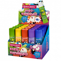 Клей-карандаш 15 г, кросс-серия МОНСТРИКИ, ассорти, BRAUBERG, 273237