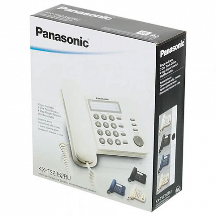 Телефон PANASONIC KX-TS2352RUB, черный, память 3 номера, повторный набор, тональный / импульсный режим, индикатор вызова