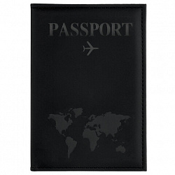 Обложка для паспорта "Passport map", экокожа soft-touch, черная, STAFF, 238760