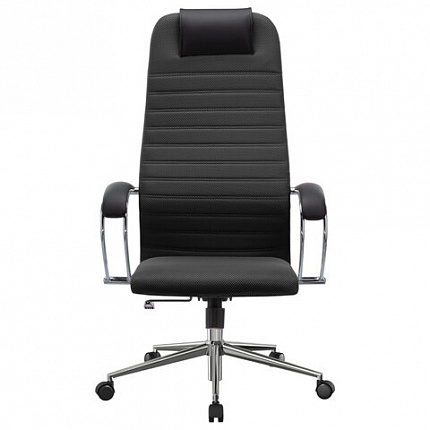 Кресло офисное МЕТТА "SU-B-10" хром, ткань-сетка, сиденье и спинка мягкие, черное