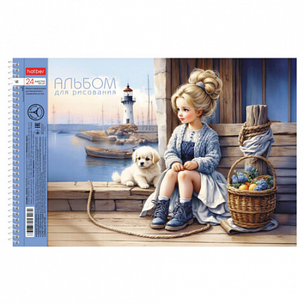 Альбом для рисования А4 24 л., спираль, обложка картон, HATBER, 198х300 мм, "Нежная любовь" (5 видов), 085258, 24А4Всп