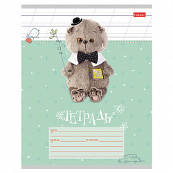 Тетрадь 12 л., HATBER косая линия, обложка картон, "Кот Басик" (микс в спайке), 051747, 12Т5В6