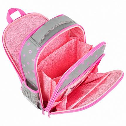 Ранец BRAUBERG QUADRO, 3 отделения, с брелком, Hi there, велюровая панель, 37х28х18 см, 273105