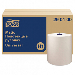 Полотенца бумажные рулонные 280 м, Tellus/TORK Matic (Система H1) UNIVERSAL, КОМПЛЕКТ 6 рулонов, 290100