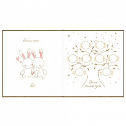 Фотоальбом-анкета детский 23х25 см, 32 листа, стикеры, открытка, конверт, бежевый бархат, BRAUBERG, 391421